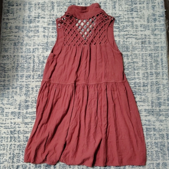 Terracotta Sleeveless Button-Down Mini Dress - Picture 4 of 4